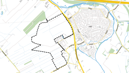 Kaart met daarop plangebied nieuwe wijk Kersenweide